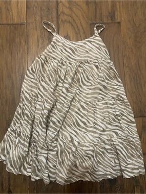 Sleeveless Zebra Print Sundress in Taupe & Cream
